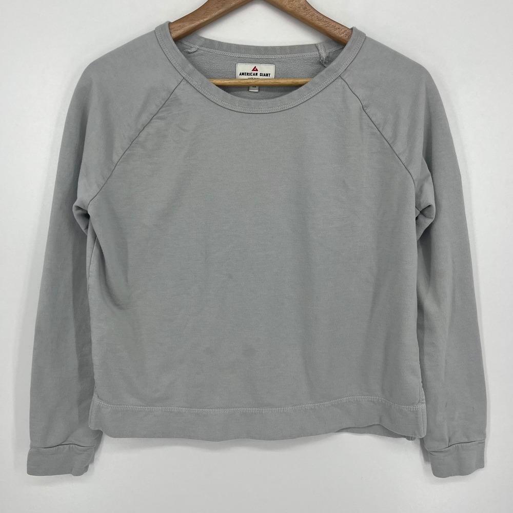 American Giant Womens Gray Supima Cotton Modal Raglan Crewneck Sweatshirt XS
